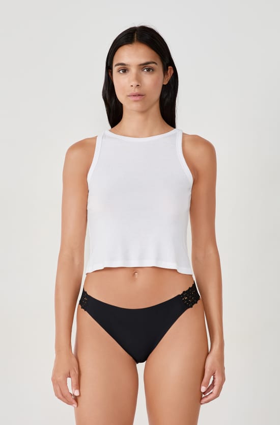 Culotte en microfibre et dentelle;${refinementColor}