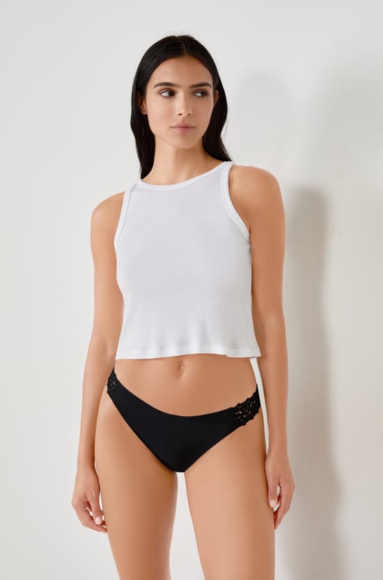 Culotte en microfibre et dentelle;${refinementColor}