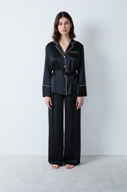 Pantalon de pyjama satin&eacute;;${refinementColor}