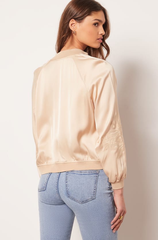 Bomber satin&eacute; d&eacute;tails brod&eacute;s;${refinementColor}