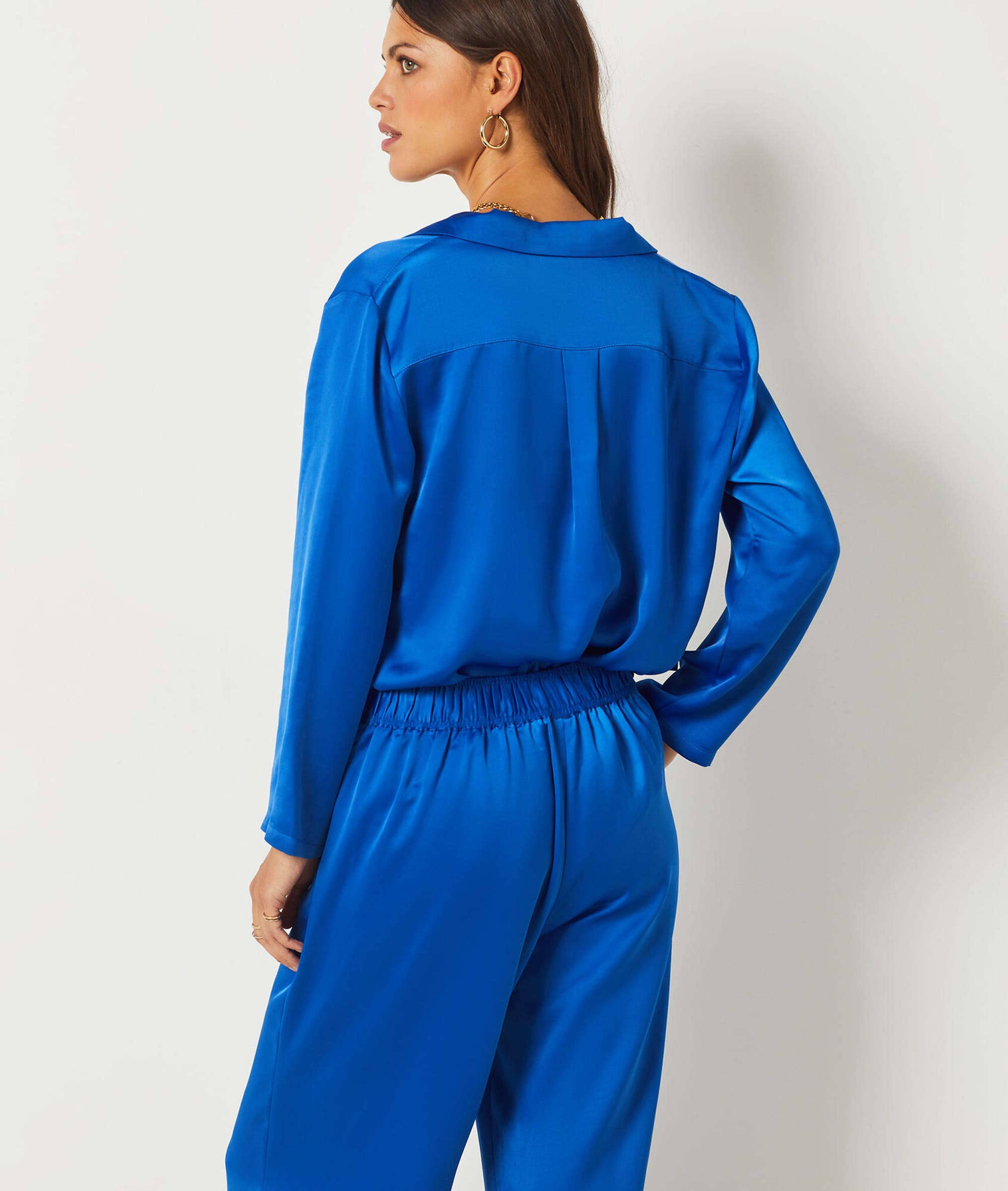 Pantalon de pyjama satiné ERINA BLEU ROYAL ETAM