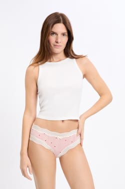 Shorty bords dentelle en microfibre;${refinementColor}
