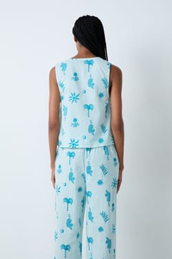 Top de pyjama en coton &agrave; motifs &agrave; n&oelig;uds devant;${refinementColor}