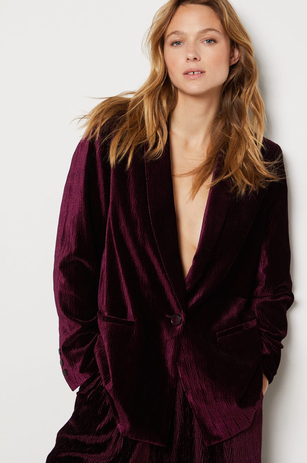 Tailleur Pantalon Pantalon Velours Bordeaux Femme Pimkie Blazer D