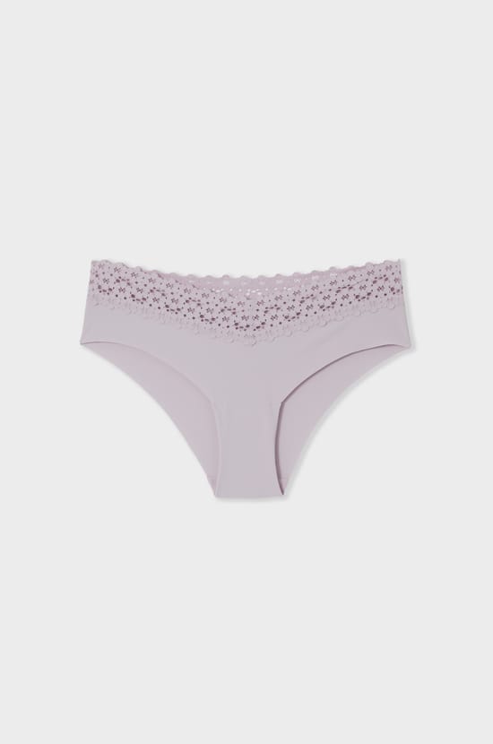 Hipster V-shape en microfibre et dentelle;${refinementColor}