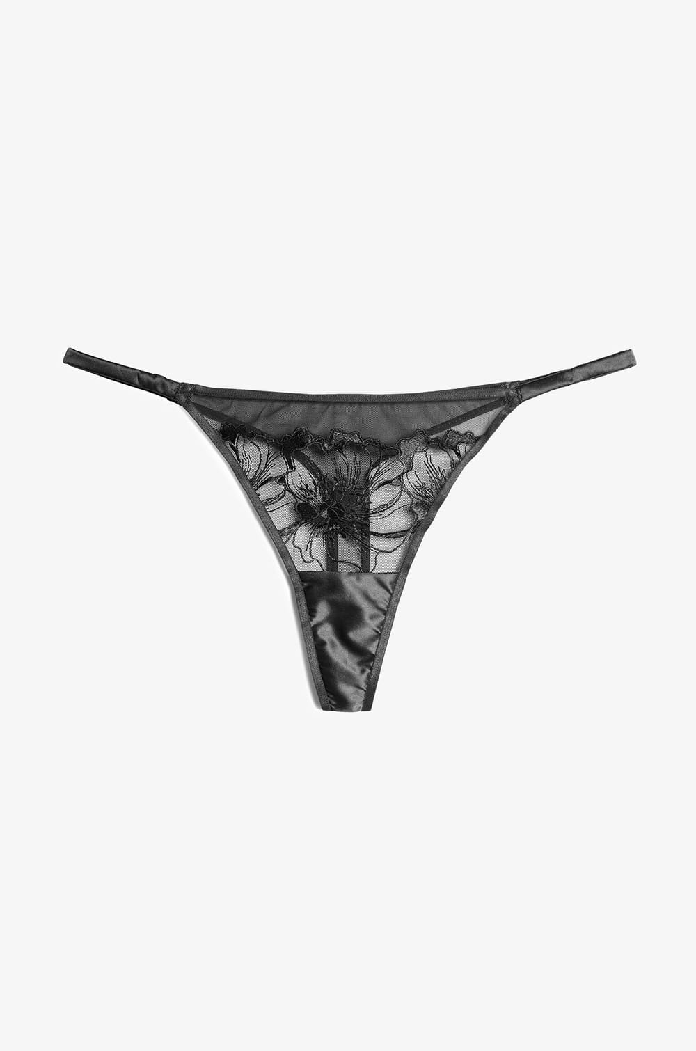 Embroidered Tulle Thong;${refinementColor}