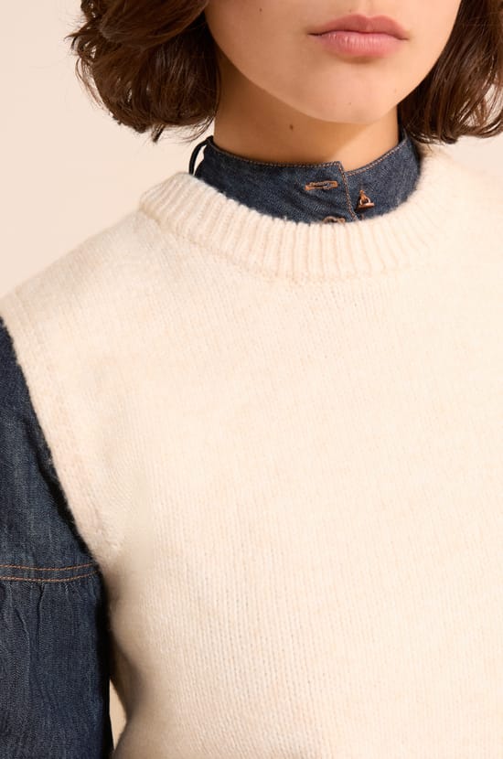 Pull sans manches &agrave; col rond;${refinementColor}