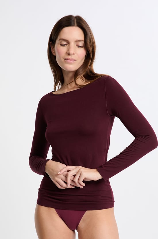 T-shirt thermique col bateau;${refinementColor}