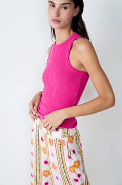 Débardeur à motifs en pointelle;${refinementColor}