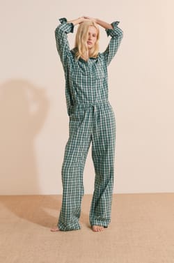 Pantalon de pyjama &agrave; carreaux en coton;${refinementColor}