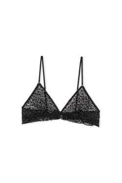 Sujetador triangular de tul con estampado de leopardo;${refinementColor}