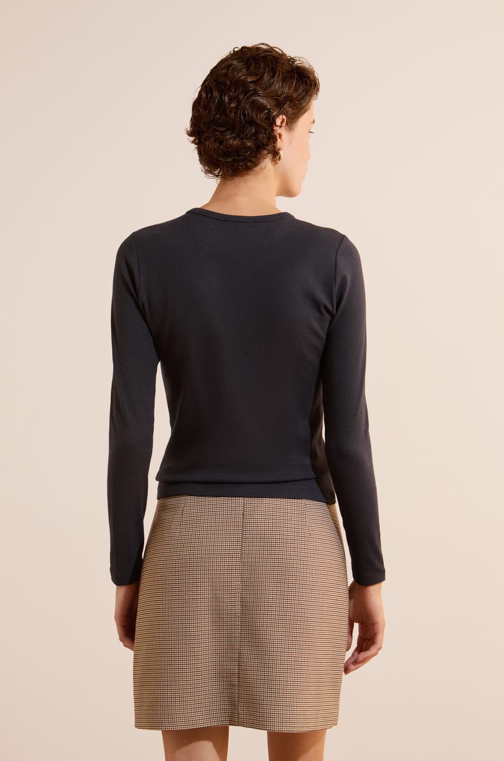 T-shirt &agrave; manches longues avec coton modal;${refinementColor}