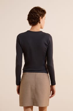 T-shirt &agrave; manches longues avec coton modal;${refinementColor}