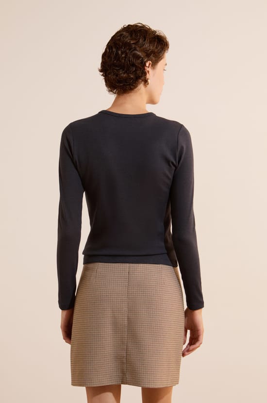 T-shirt &agrave; manches longues avec coton modal;${refinementColor}