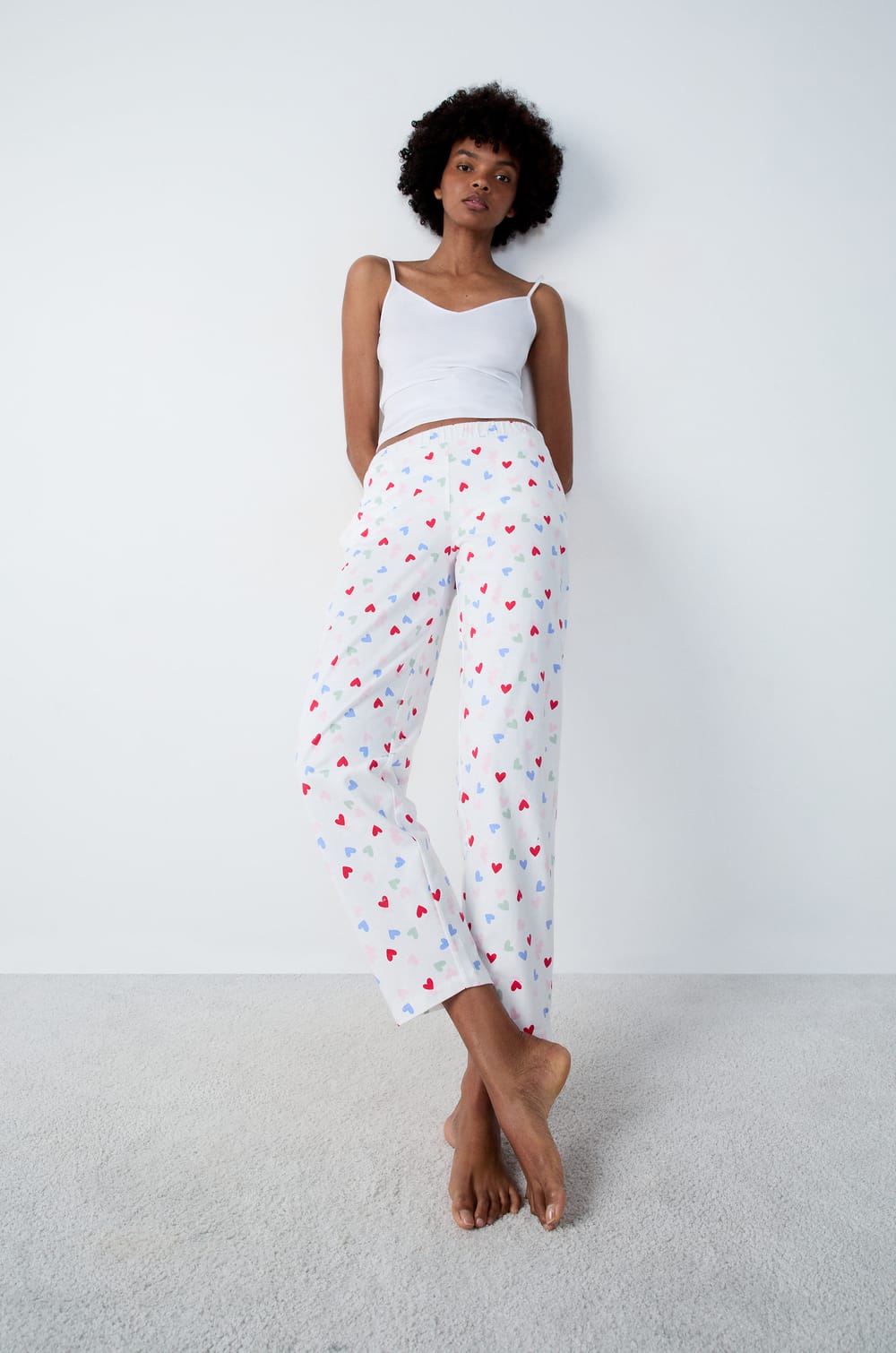 Pantalon de pyjama en coton à cœurs;${refinementColor}