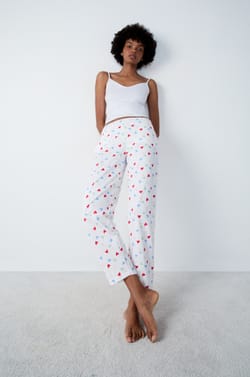 Pantalon de pyjama en coton à cœurs;${refinementColor}