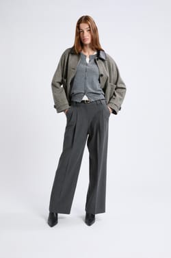 Wide-leg twill trousers;${refinementColor}