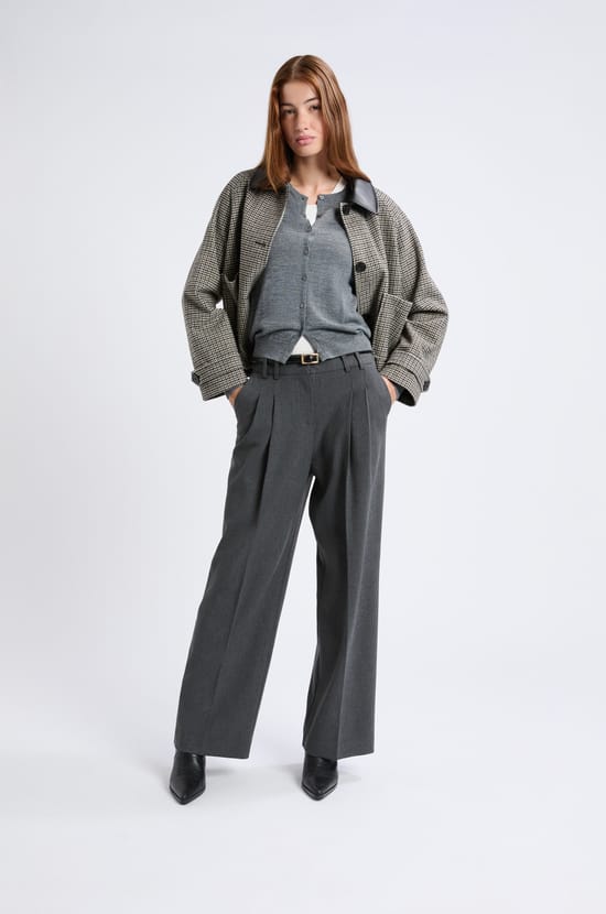 Wide-leg twill trousers;${refinementColor}