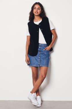 Sleeveless Faux Fur Jacket;${refinementColor}