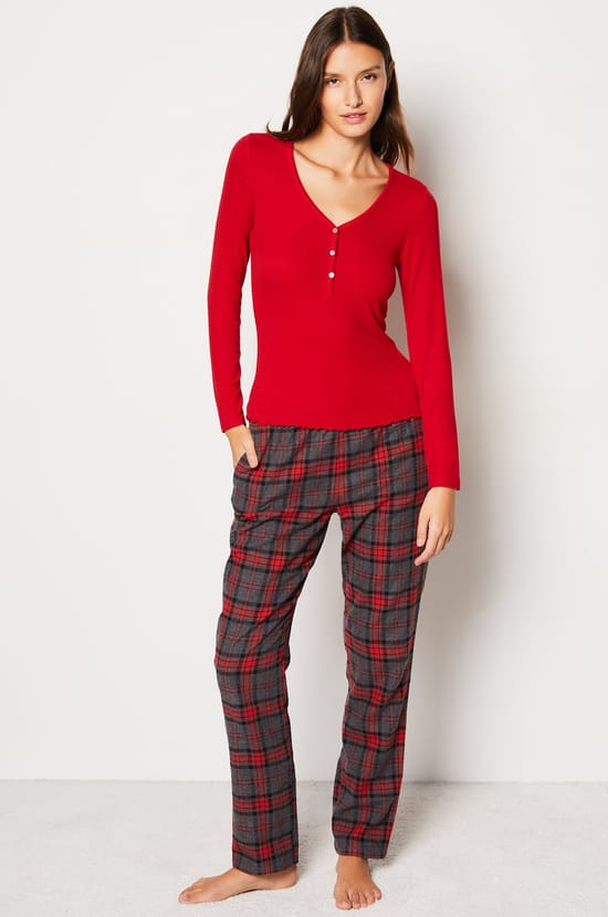 Pantalon de pyjama en coton à carreaux Corgi;${refinementColor}