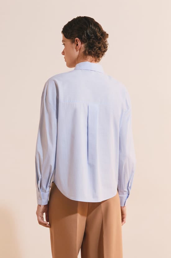 Chemise &agrave; rayures avec coton et noeuds;${refinementColor}