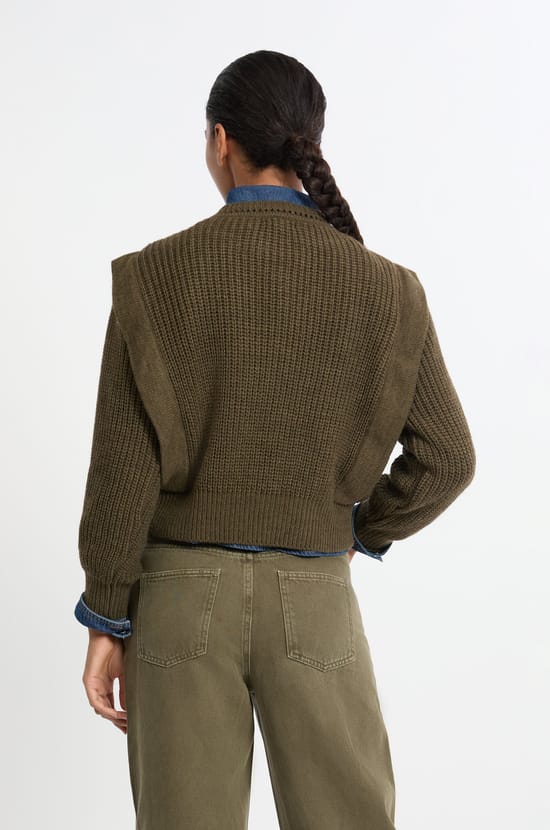 Wool Sweater With Shoulder Pads;${refinementColor}