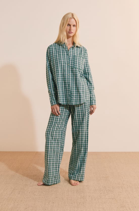 Chemise manches longues &agrave; carreaux en coton ;${refinementColor}