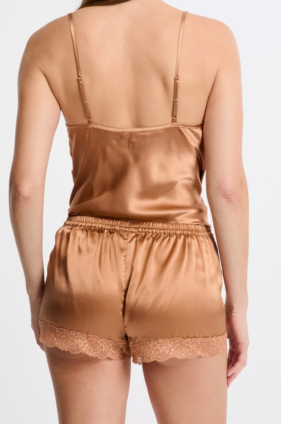 Short en soie détails dentelle;${refinementColor}