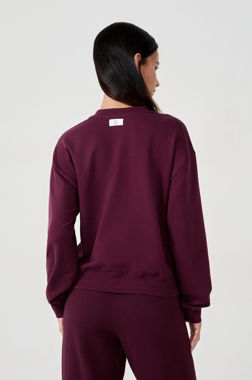 Sweatshirt col rond en coton;${refinementColor}