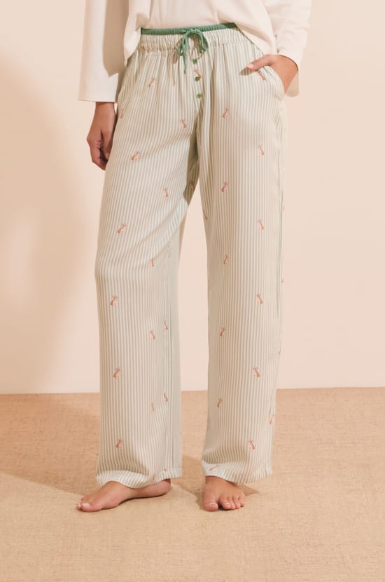 Pantalon de pyjama &agrave; rayures avec motifs chiens;${refinementColor}