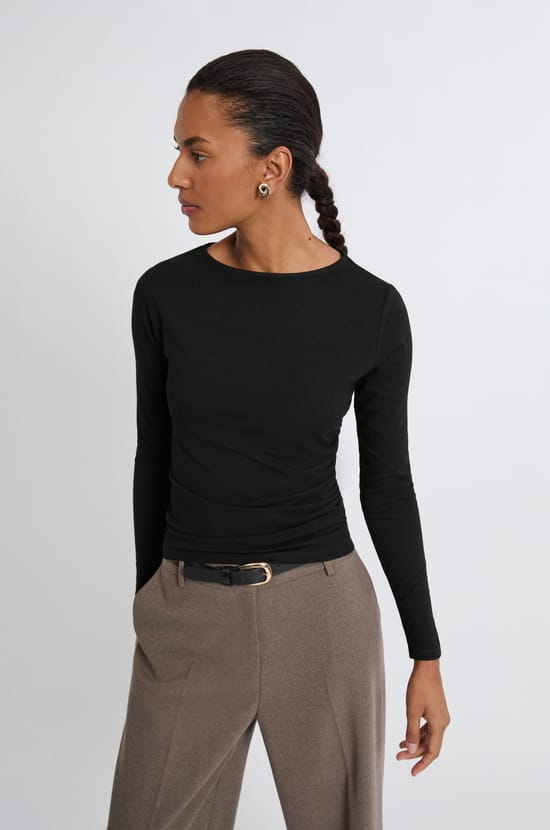 T-shirt col rond manches longues;${refinementColor}