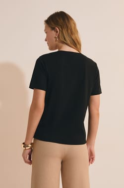 V-neck Cotton T-shirt;${refinementColor}