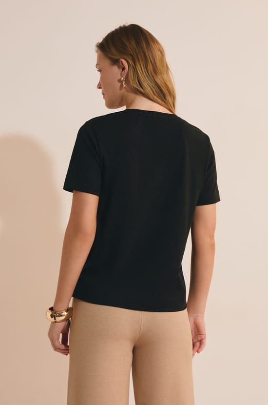 V-neck Cotton T-shirt;${refinementColor}