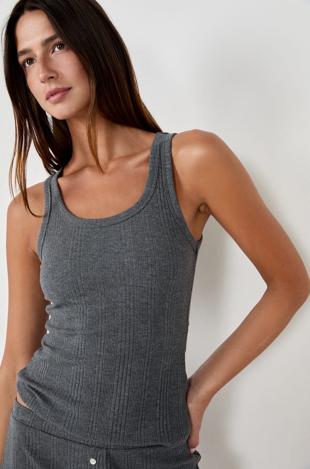 Débardeur côtelé en coton;${refinementColor}