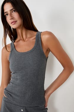 Débardeur côtelé en coton;${refinementColor}