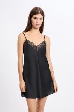 Satin Nightdress with Lace Details;${refinementColor}