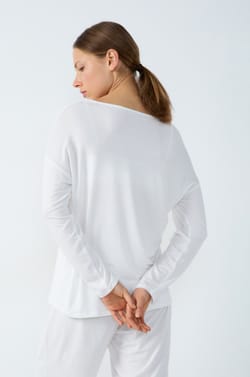 Camiseta de pijama de modal de manga larga de modal;${refinementColor}