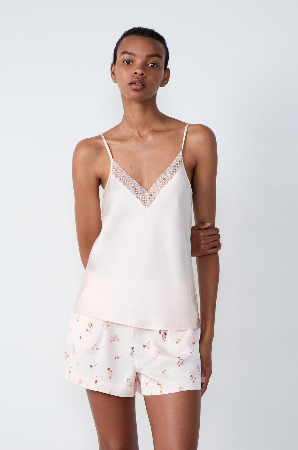 3-Piece Patterned Satin Pajamas;${refinementColor}