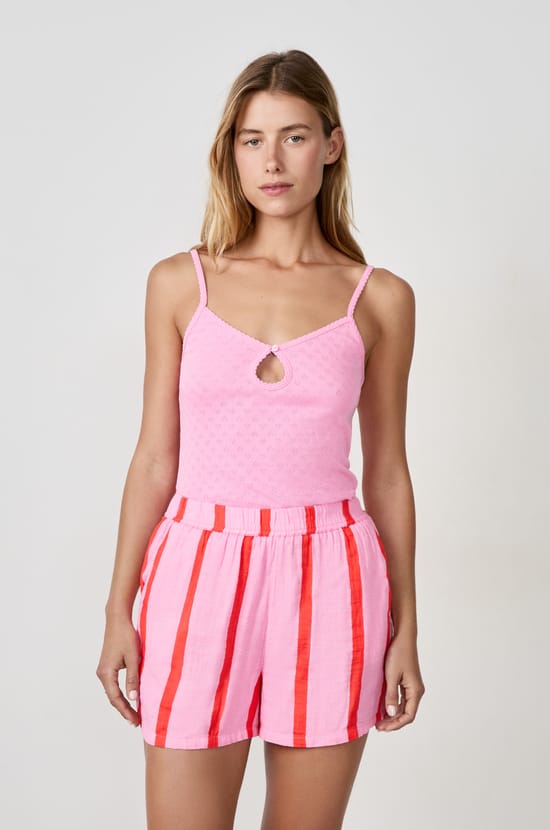 Cotton striped pyjama shorts;${refinementColor}