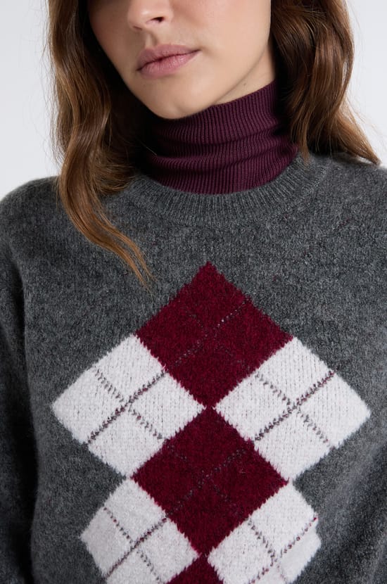 Pull col rond &agrave; motifs;${refinementColor}