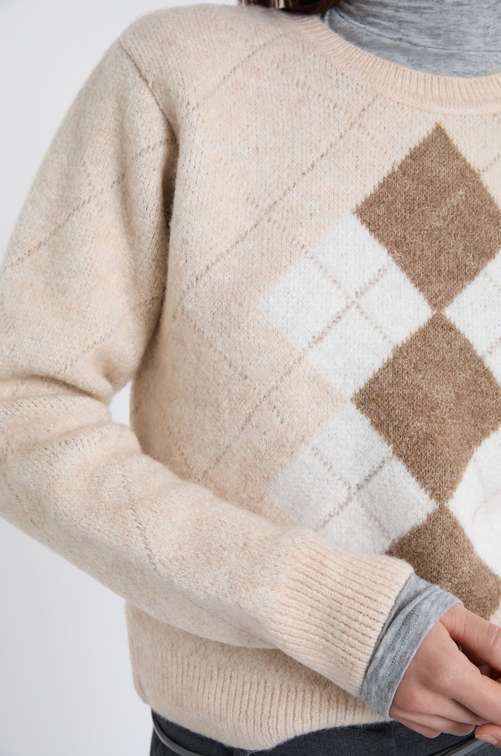 Pull col rond à motifs;${refinementColor}