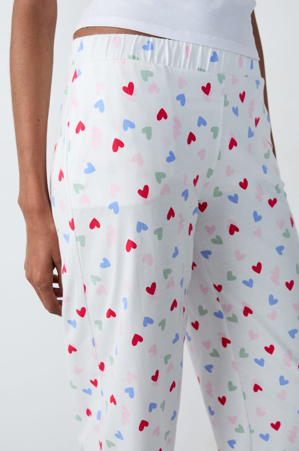 Pantalon de pyjama en coton à cœurs;${refinementColor}