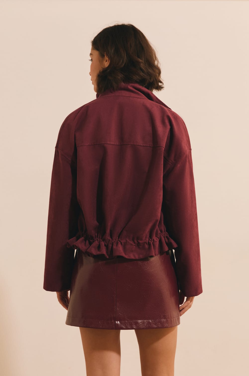 Veste saharienne courte effet su&eacute;dine;${refinementColor}