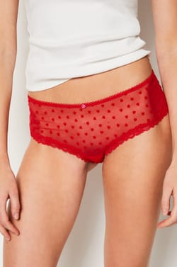 Printed Tulle Boyshorts;${refinementColor}