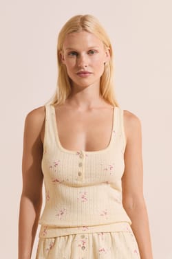 D&eacute;bardeur de pyjama &agrave; motifs en coton pointelle;${refinementColor}
