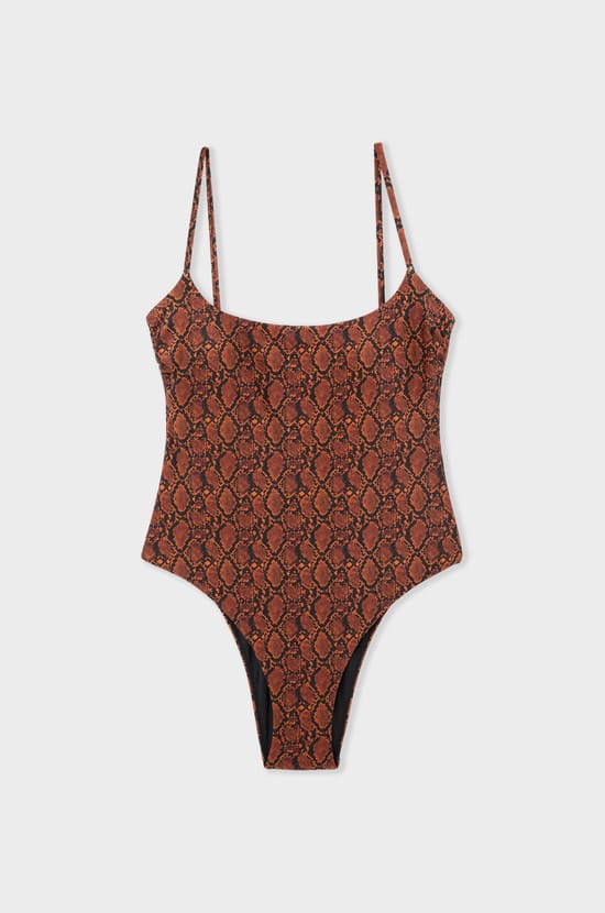 Maillot de bain 1 pi&egrave;ce &agrave; imprim&eacute; python et d&eacute;tail bijou;${refinementColor}