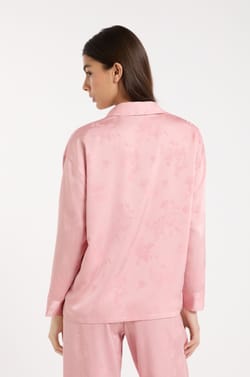 Chemise de pyjama manches longues satin&eacute;e;${refinementColor}