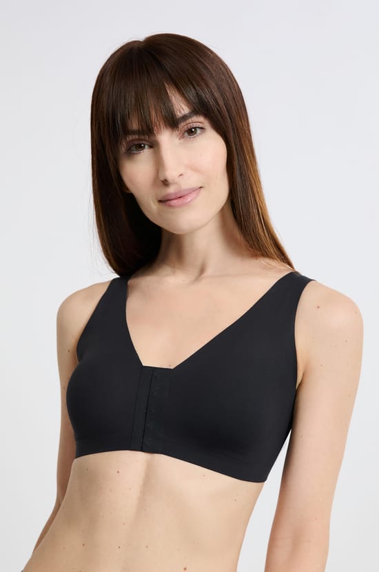Post-mastectomy wireless bralette with front opening;${refinementColor}