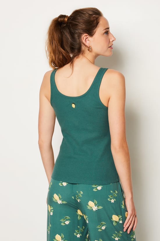 Ribbed knit tank top with lemon detail;${refinementColor}