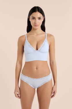Soutien-gorge triangle en microfibre et dentelle;${refinementColor}